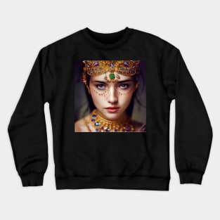 Beautiful Exotic Woman Adorned in Gold and Gems Crewneck Sweatshirt